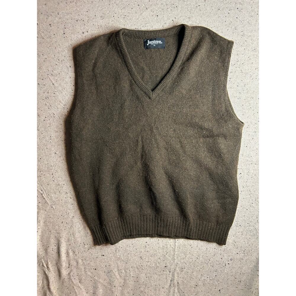 Vintage Janzten Brown Wool Blend Best Vest XL